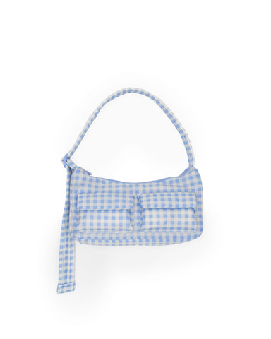 BAGGU Cargo Shoulder Bag (Light Blue Gingham)