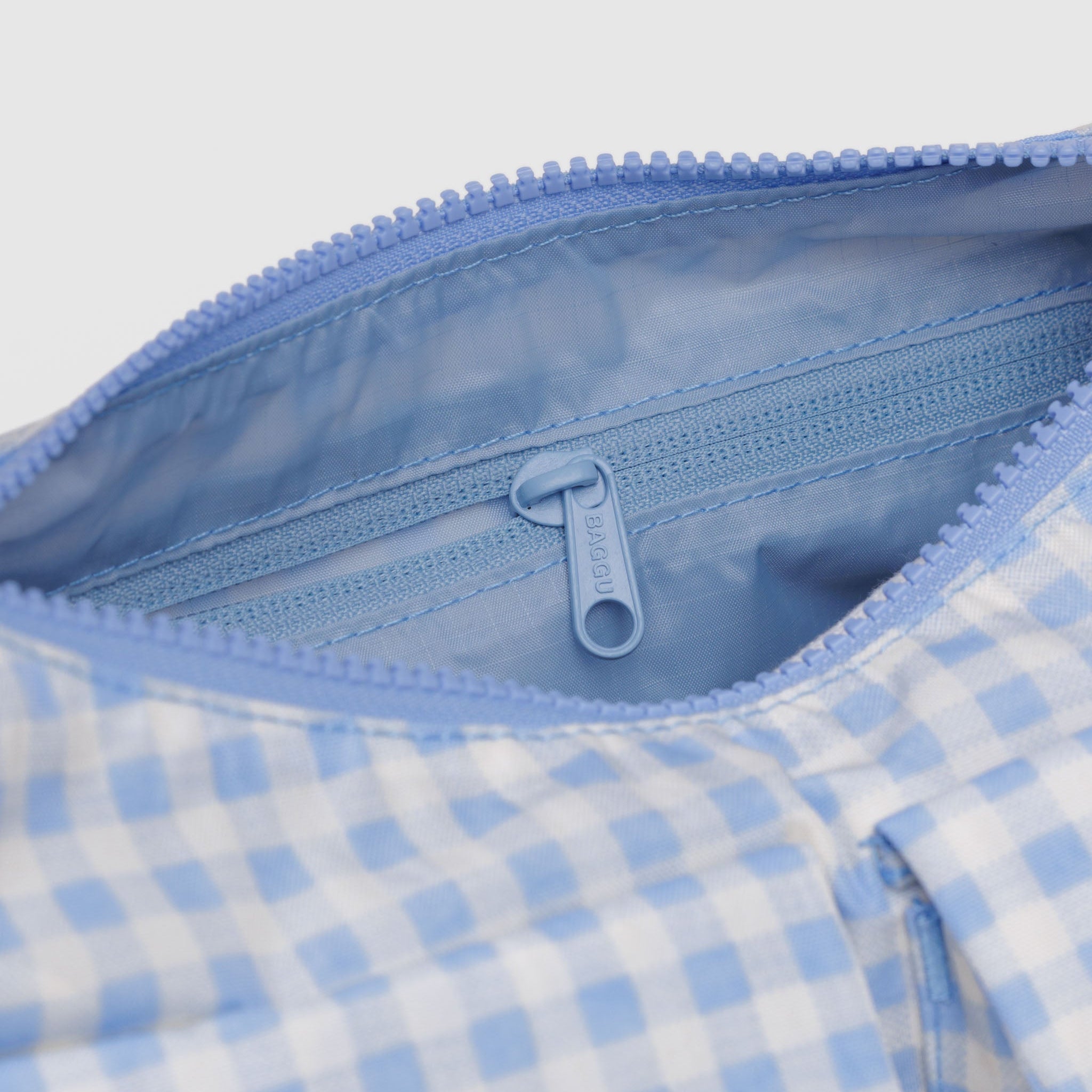 BAGGU Cargo Shoulder Bag (Light Blue Gingham)