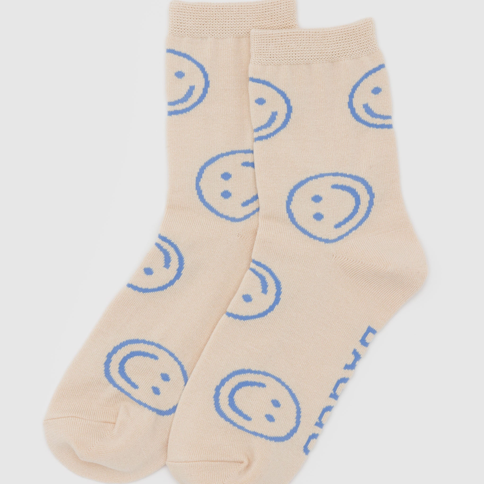 Crew Socks (Ecru Periwinkle Happy)