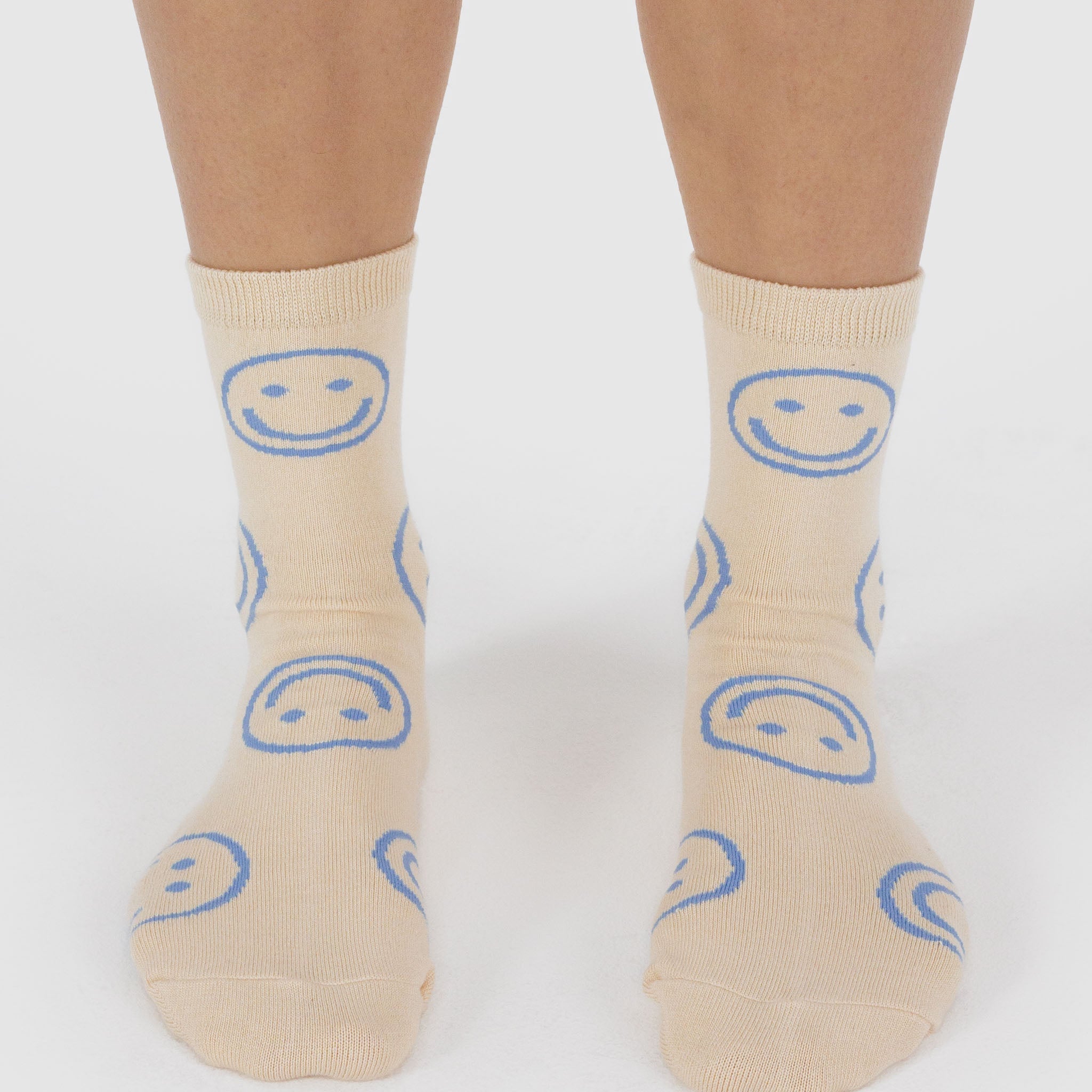 Crew Socks (Ecru Periwinkle Happy)