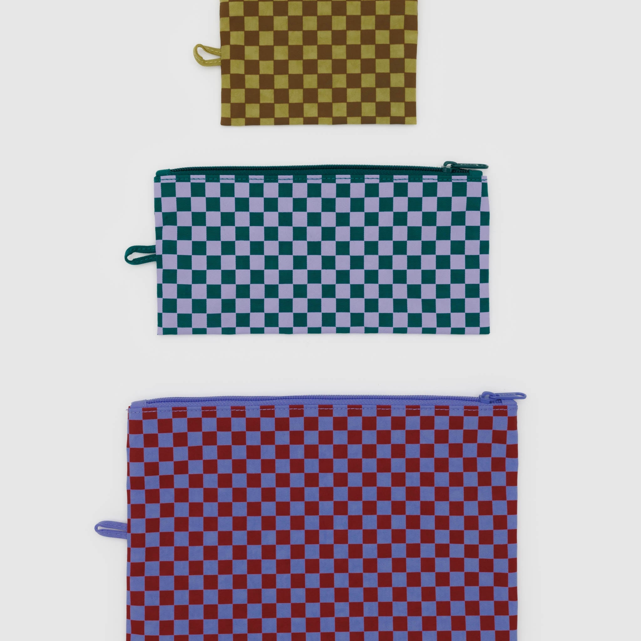 BAGGU Flat Pouch Set (Jewel Checks)