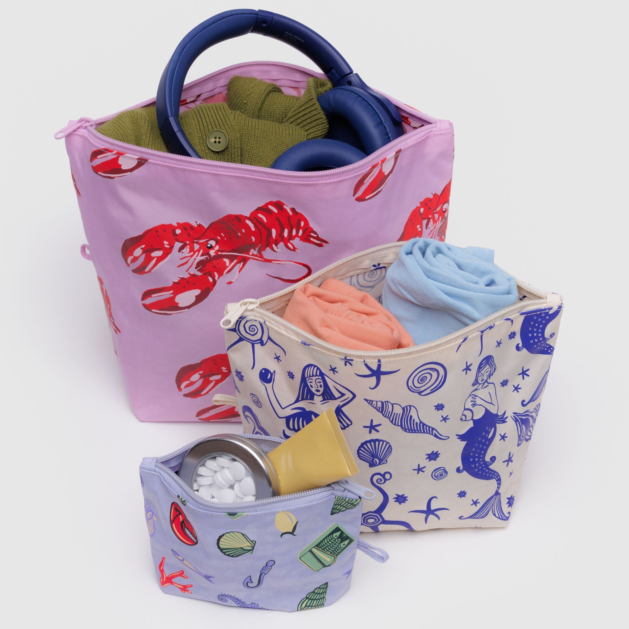 BAGGU Go Pouch Set (Sea creatures)