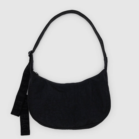 Medium Crescent Nylon Bag - Black (Extended Strap)