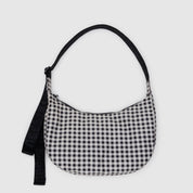 BAGGU Medium Crescent Nylon Bag (Black & White Gingham)