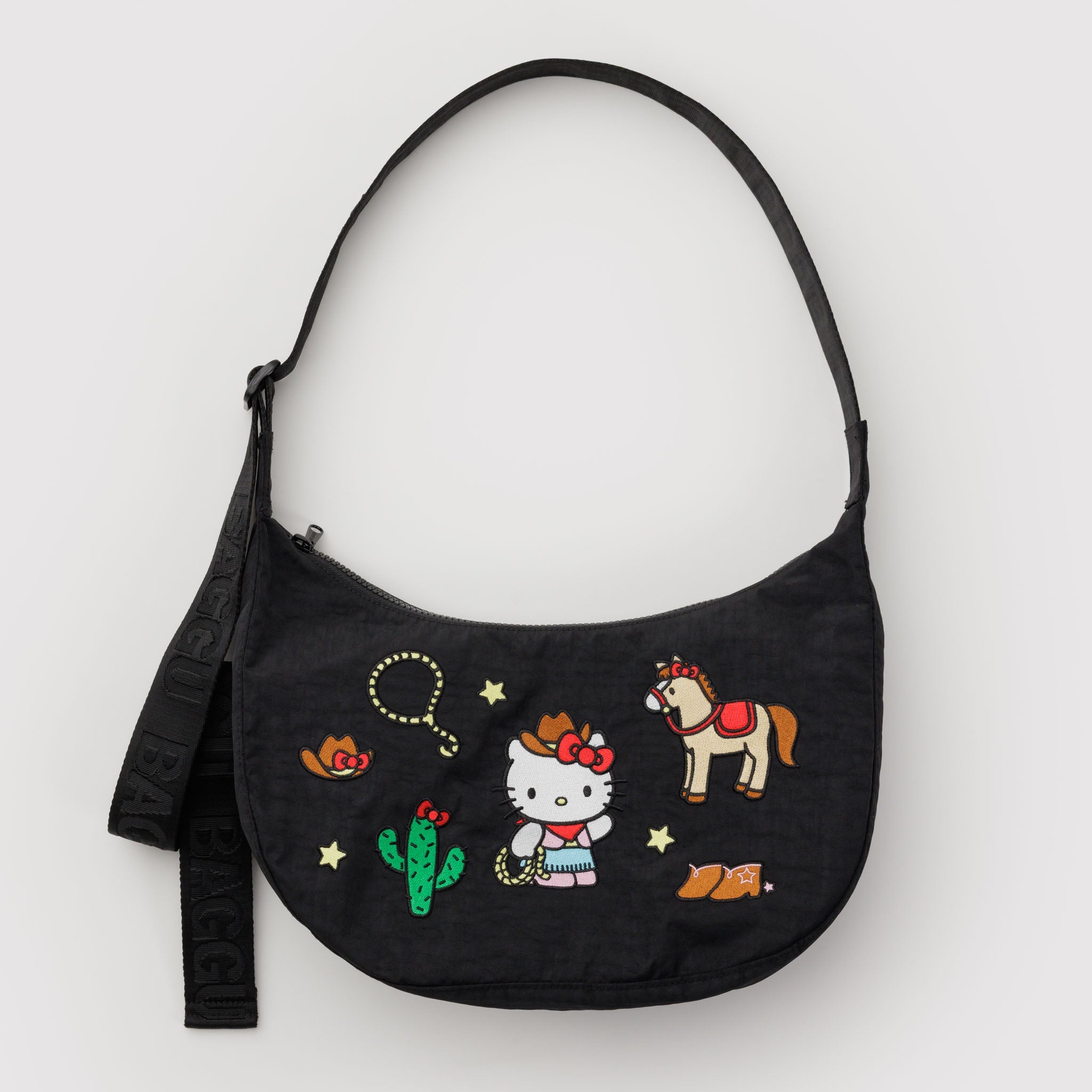 BAGGU Medium Crescent Bag (Embroidered Hello Kitty Western)