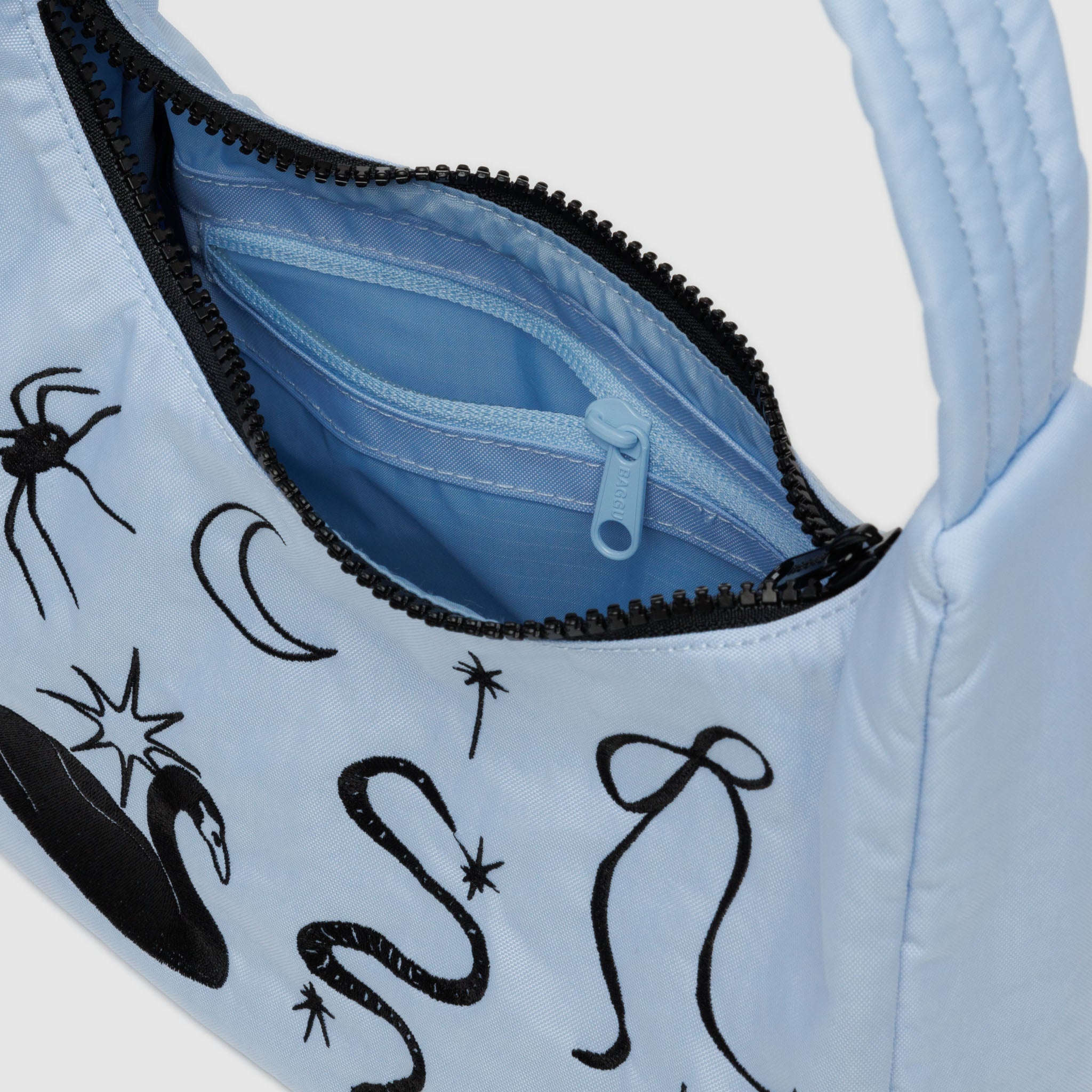 BAGGU Mini Nylon Shoulder Bag (Embroidered Ballet)