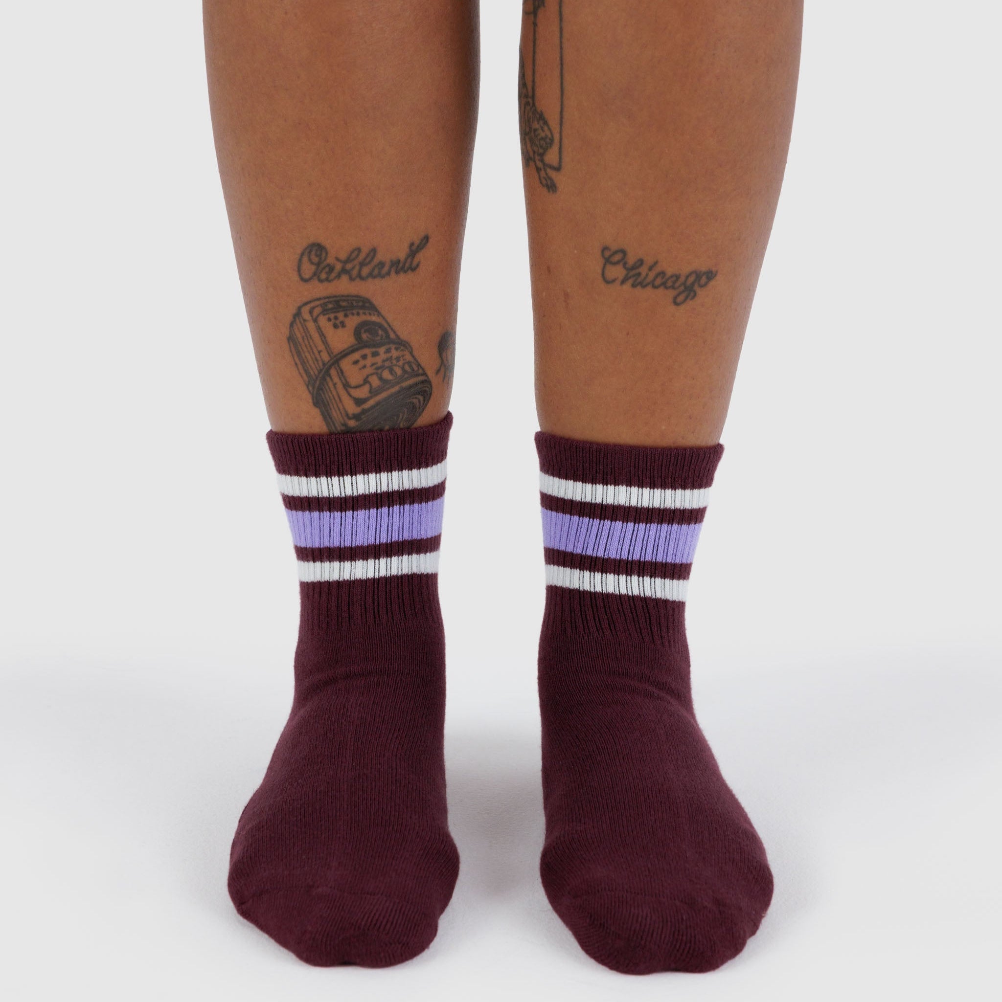BAGGU Ribbed Socks (Mahogany Stripe)