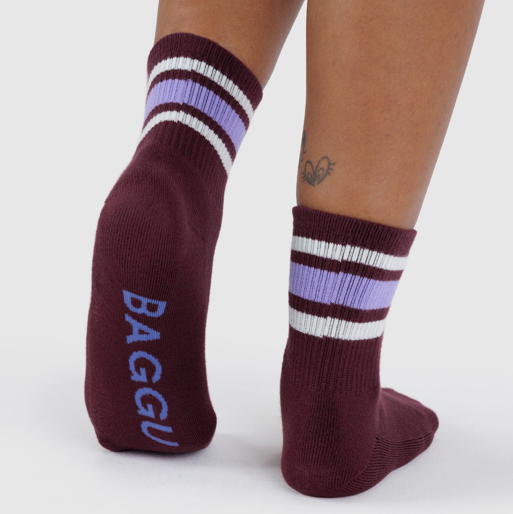 BAGGU Ribbed Socks (Mahogany Stripe)