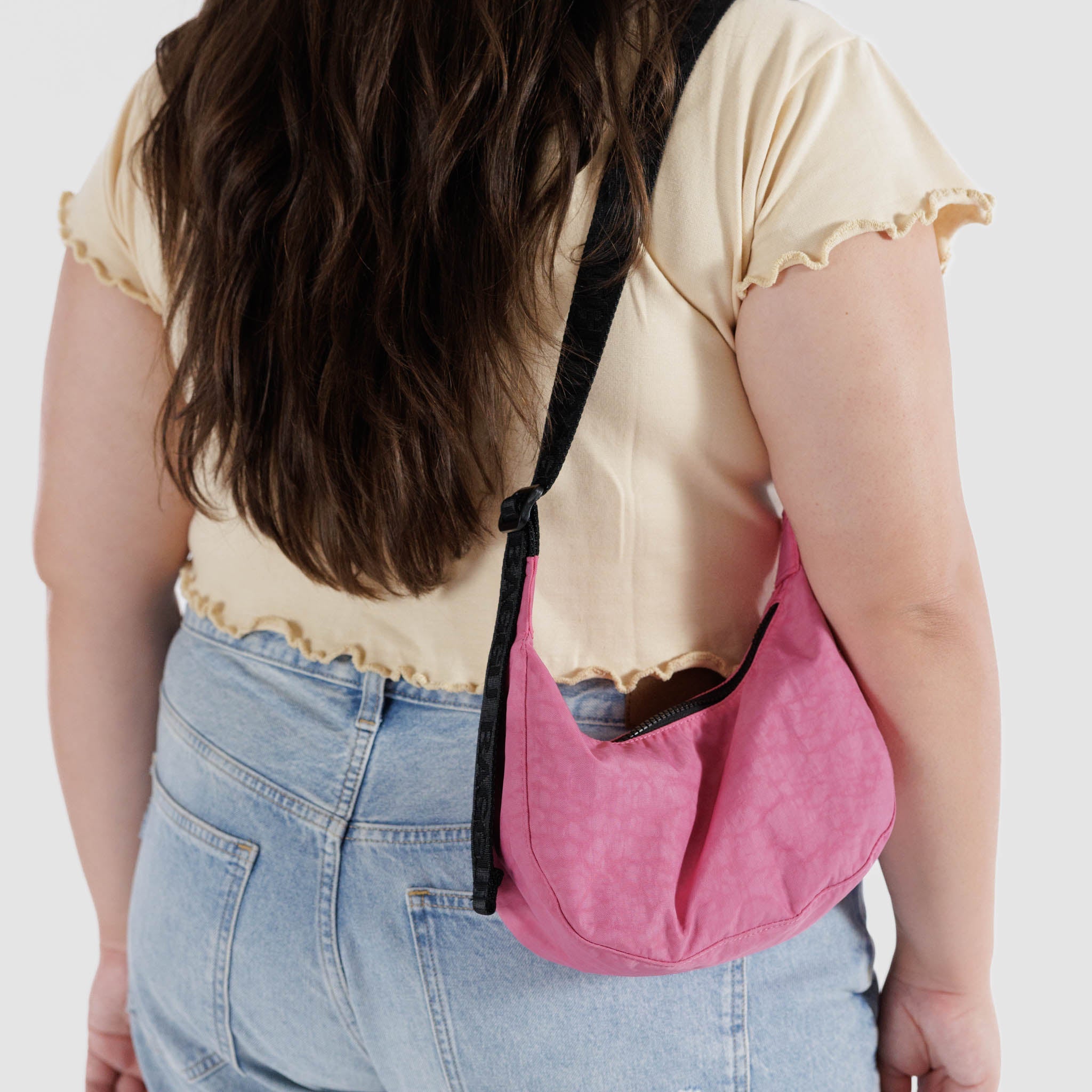 BAGGU Small Nylon Crescent Bag - Azalea Pink