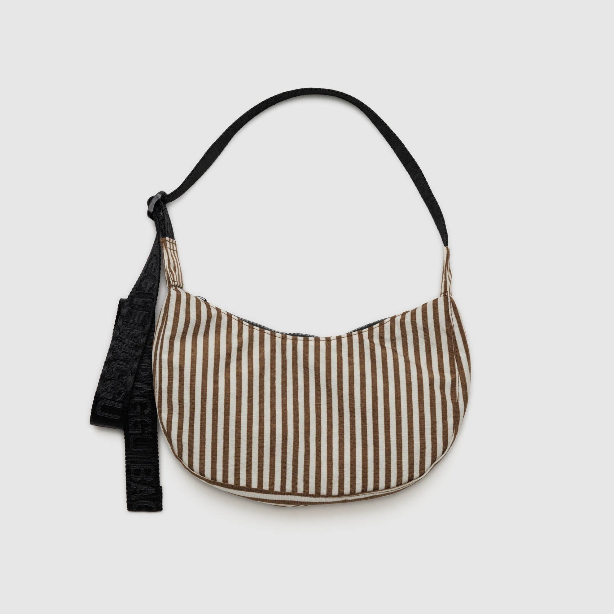 BAGGU Small Nylon Crescent Bag - Brown Stripe