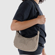 BAGGU Small Nylon Crescent Bag - Brown Stripe