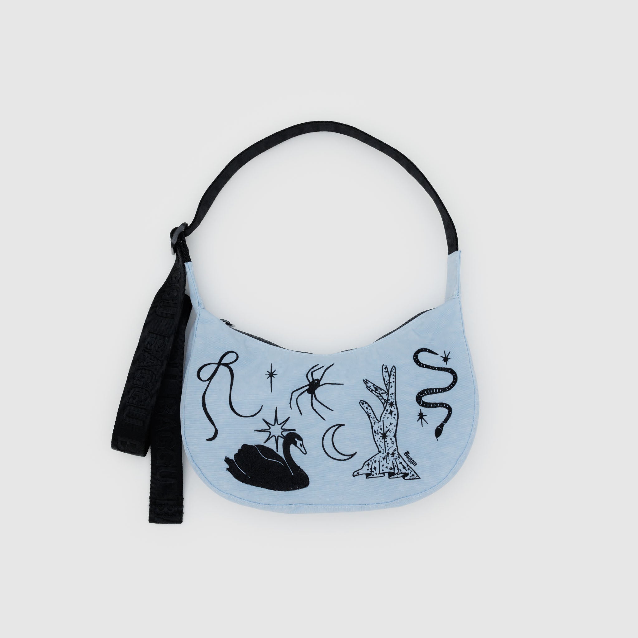 BAGGU Small Nylon Crescent Bag (Embroidered Ballet Icons)