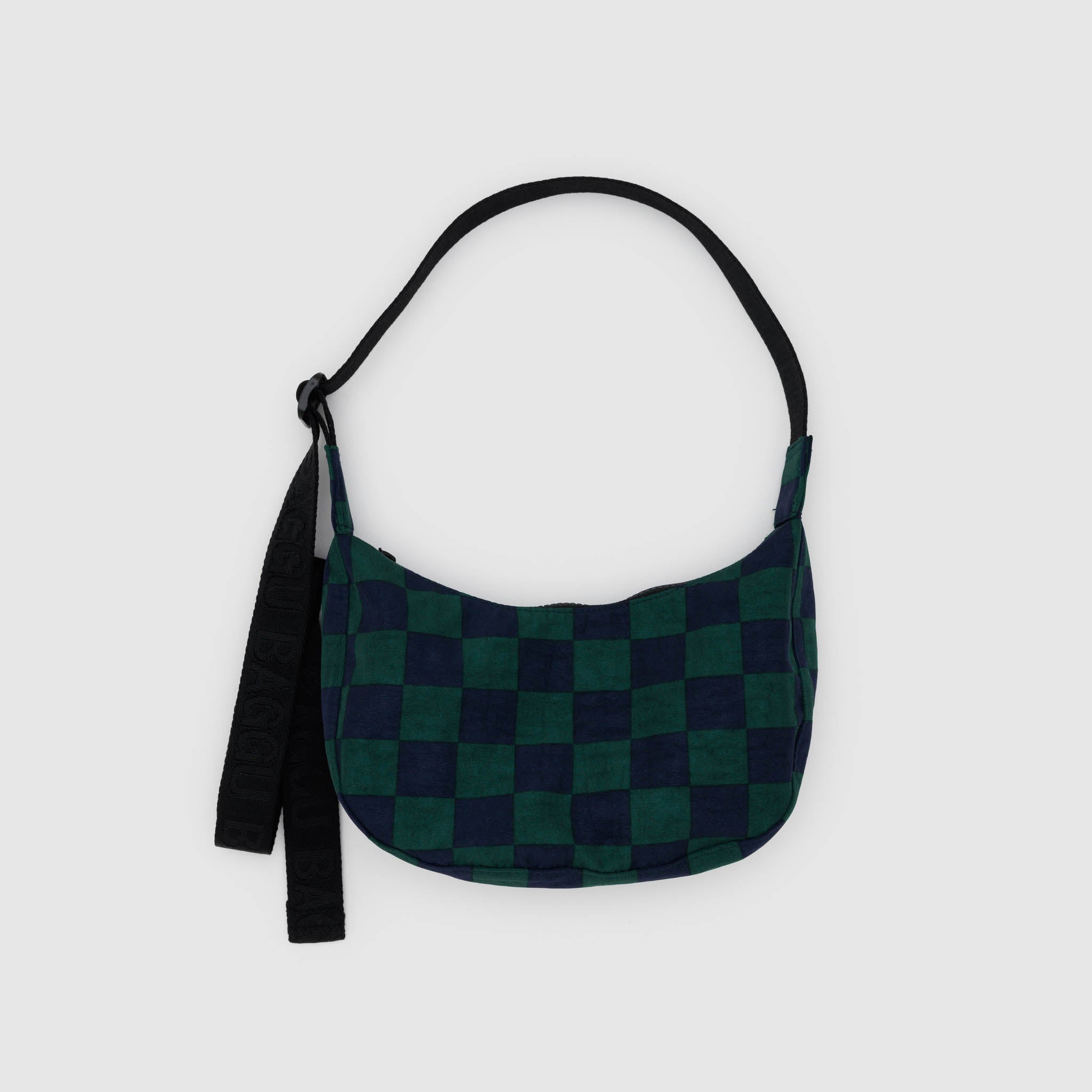 BAGGU Small Nylon Crescent Bag - Navy green Check