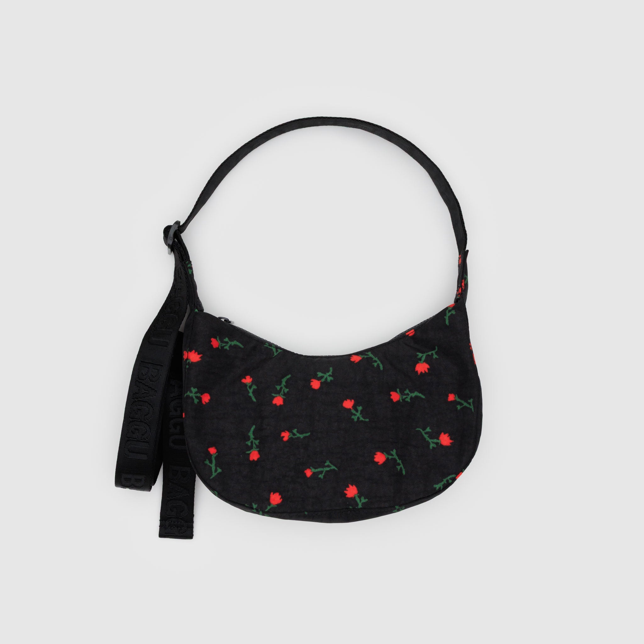BAGGU Small Crescent Nylon Bag (Painted Wildflower)