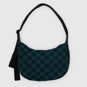BAGGU Medium Crescent Bag (Navy Green Check)