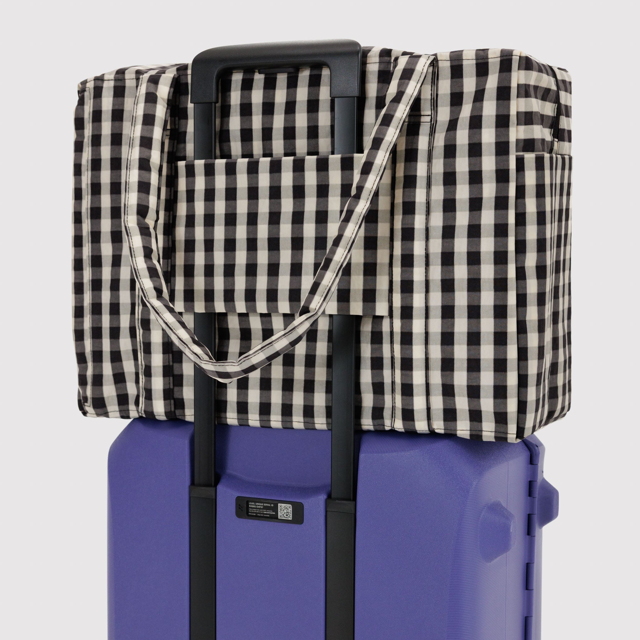 BAGGU Cloud Carry On Bag (Black and Cream Gingham)