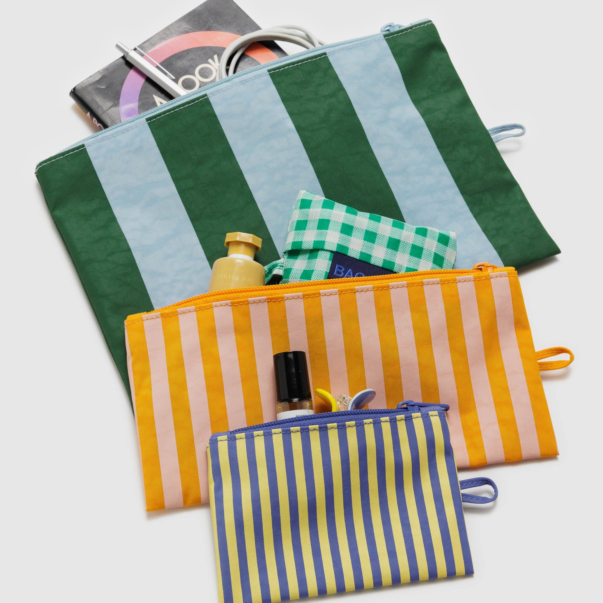 BAGGU Flat Pouch Set (Hotel Stripe)