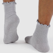 BAGGU Lettuce Edge Sock Set Of 2 - Heather Grey & Black