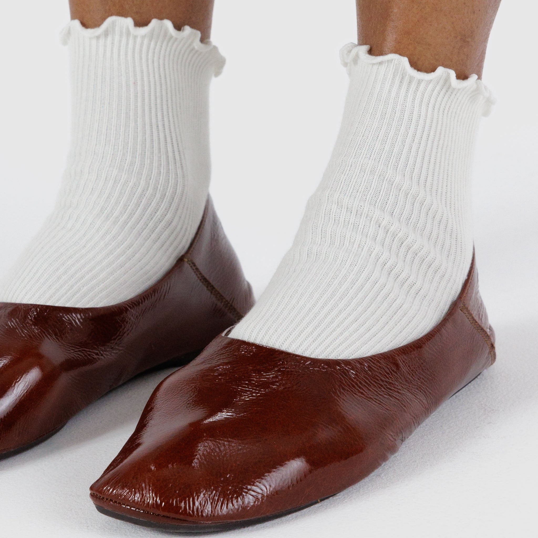 BAGGU Lettuce Edge Sock Set Of 2 - White
