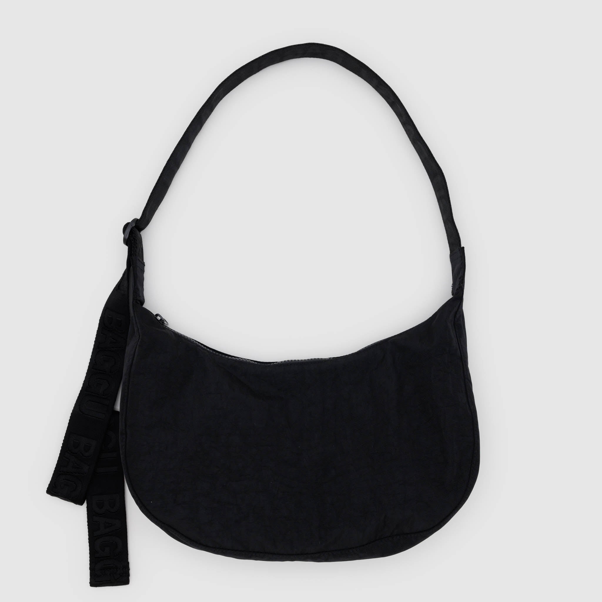 Medium Crescent Nylon Bag - Black (Extended Strap)
