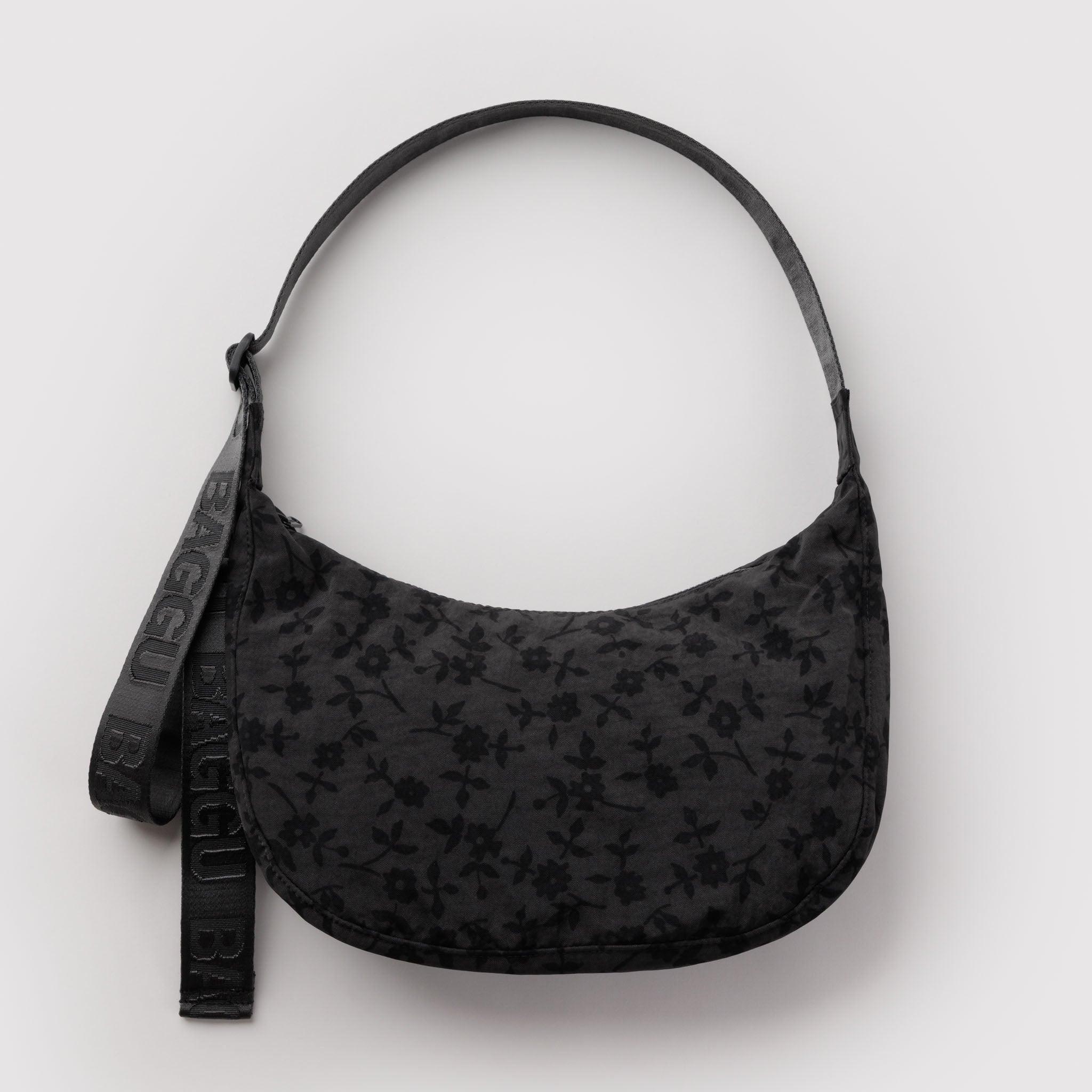 BAGGU Medium Crescent Bag (Charcoal Ditsy Floral)