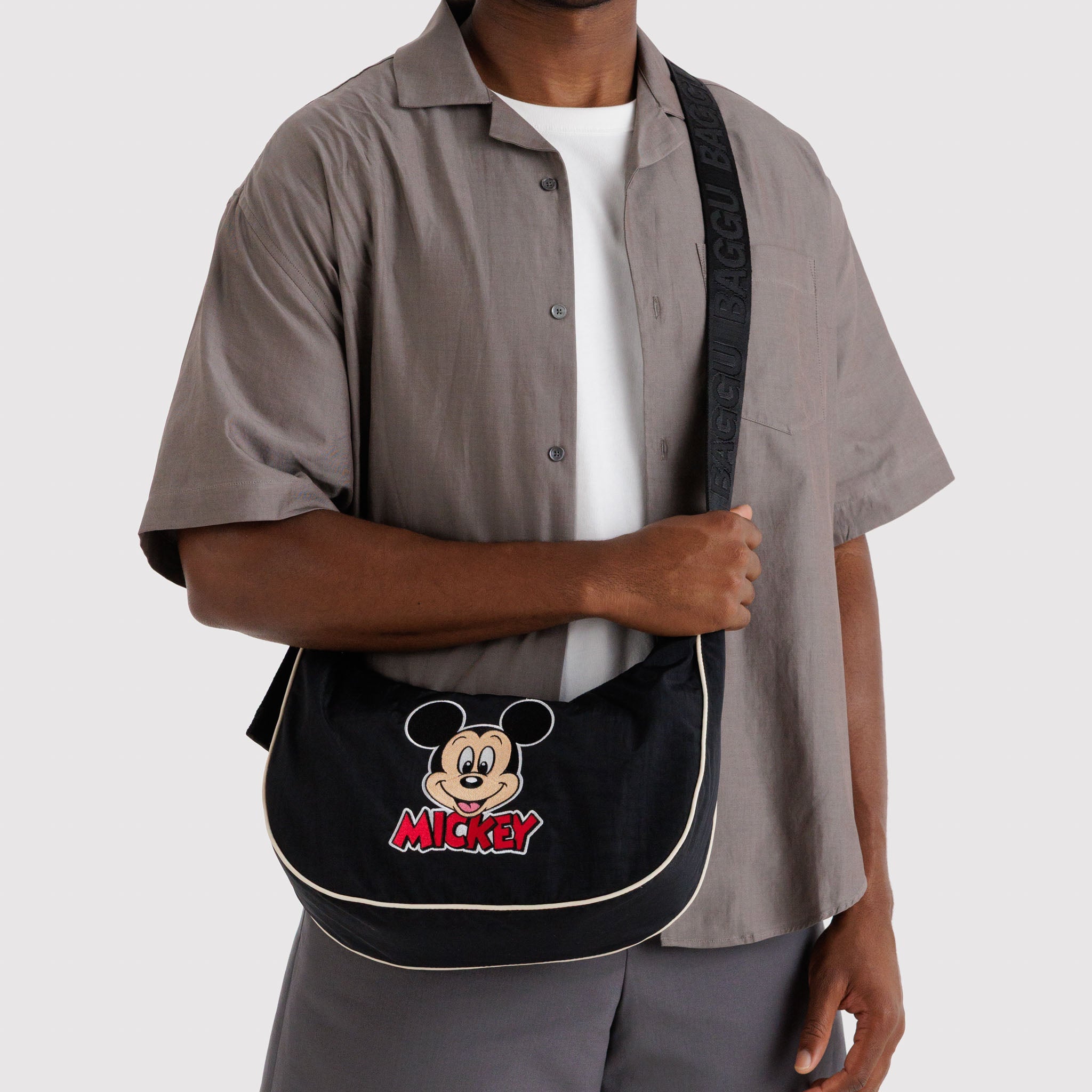 BAGGU Medium Crescent Bag (Embroidered Mickey Mouse Club)