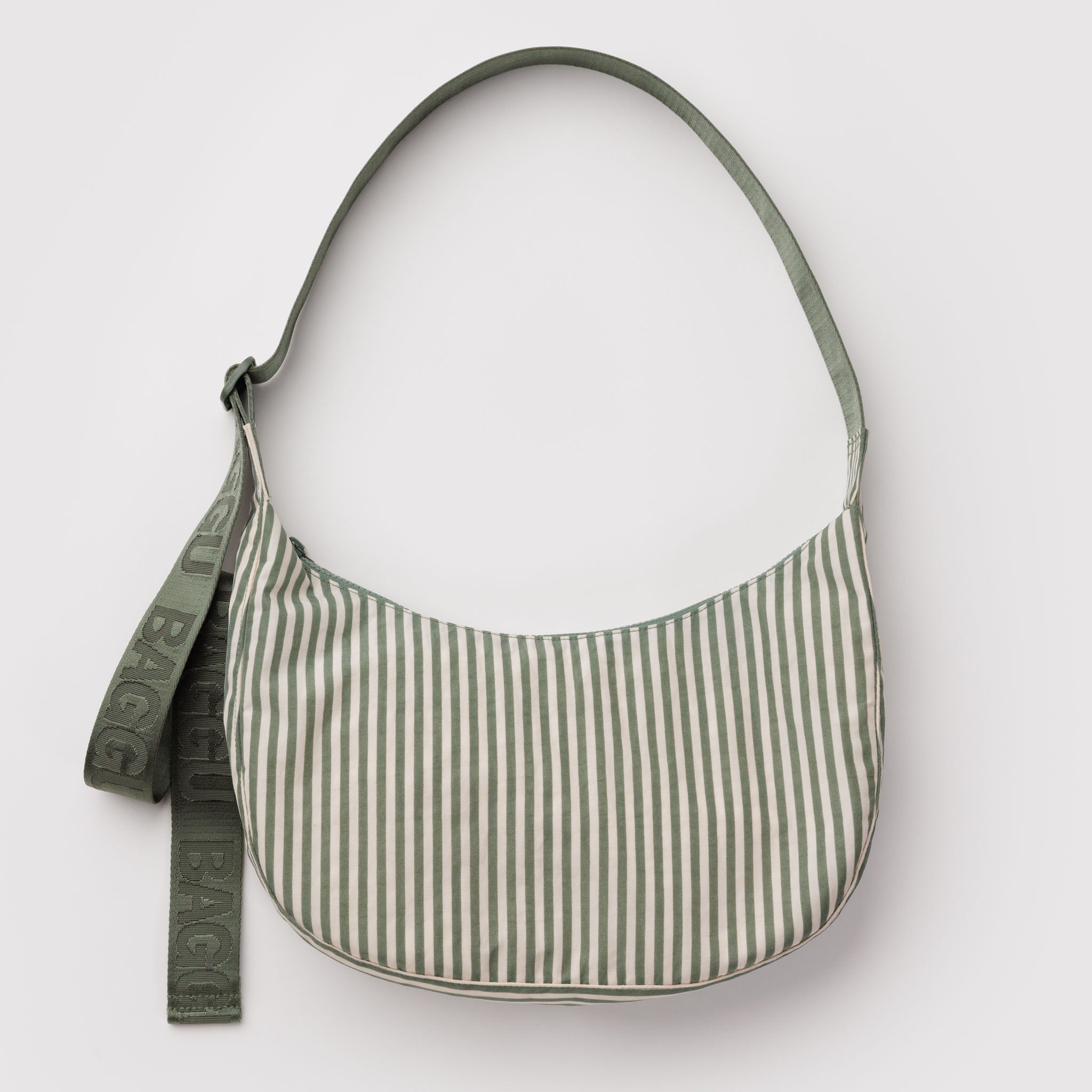 BAGGU Medium Crescent Bag (Sage Stripe)
