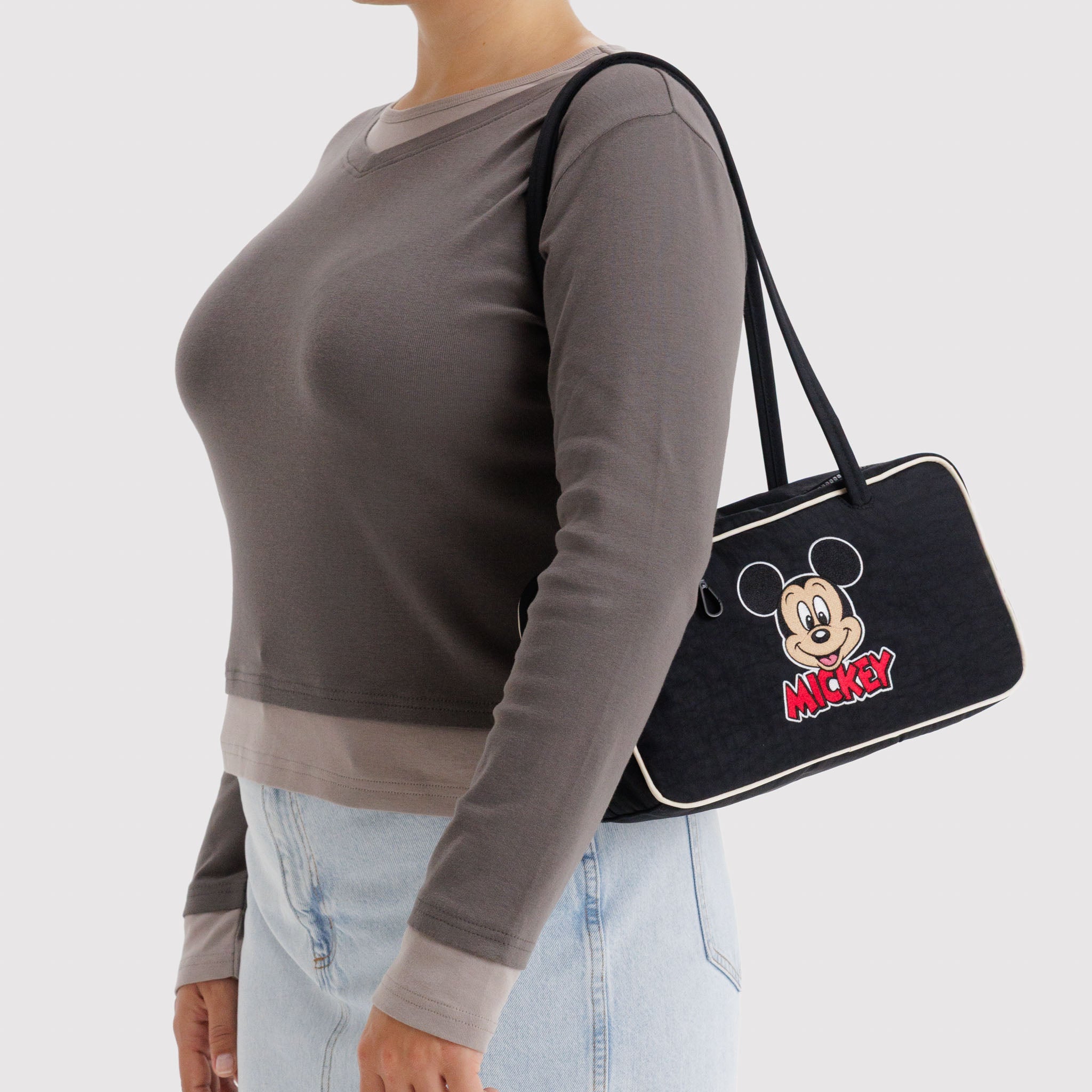 BAGGU Nylon Bowler Bag (Embroidered Mickey Mouse Club)
