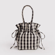 BAGGU Nylon Drawstring (Black and Cream Gingham)