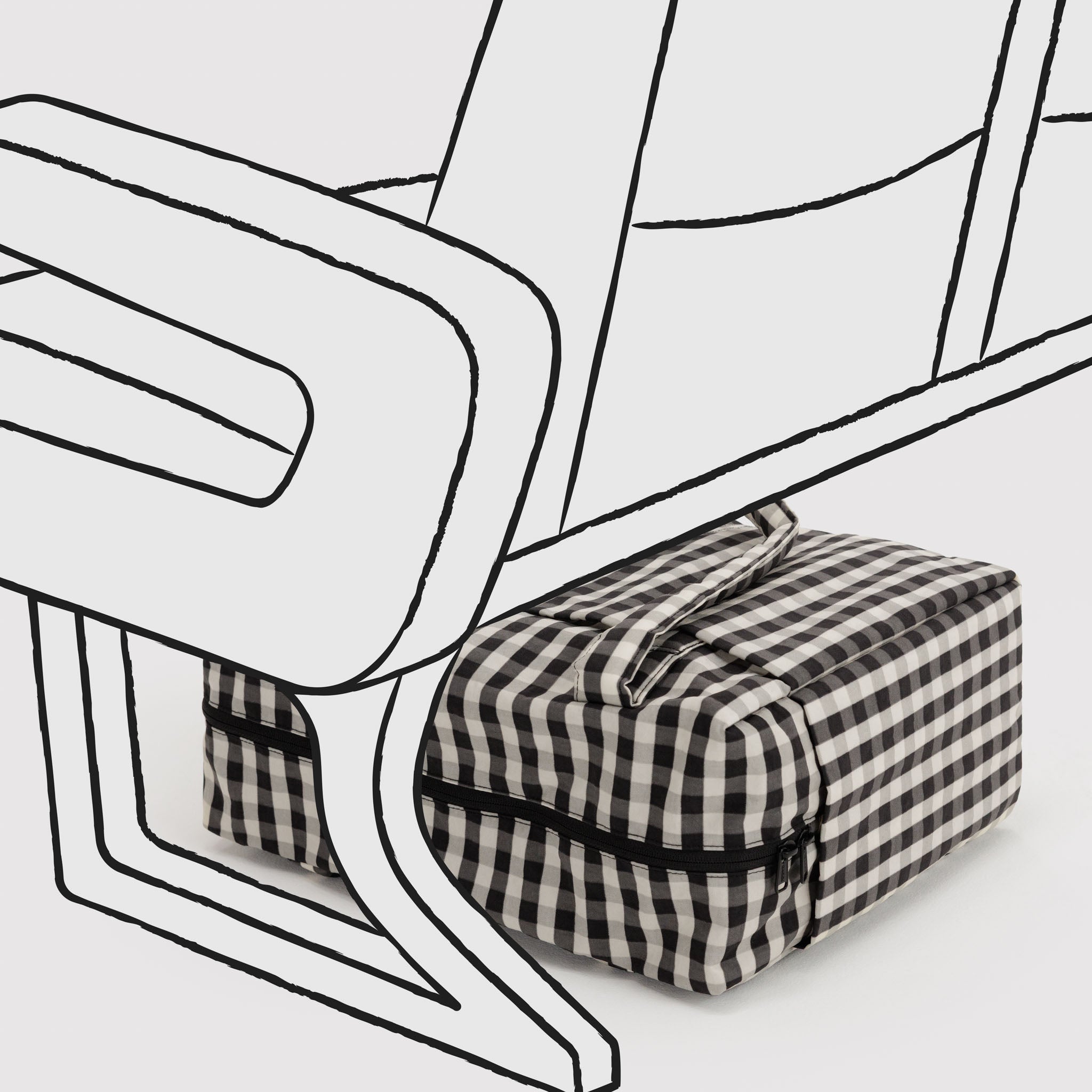 BAGGU Small Cloud Carry-On (Black and Cream Gingham)