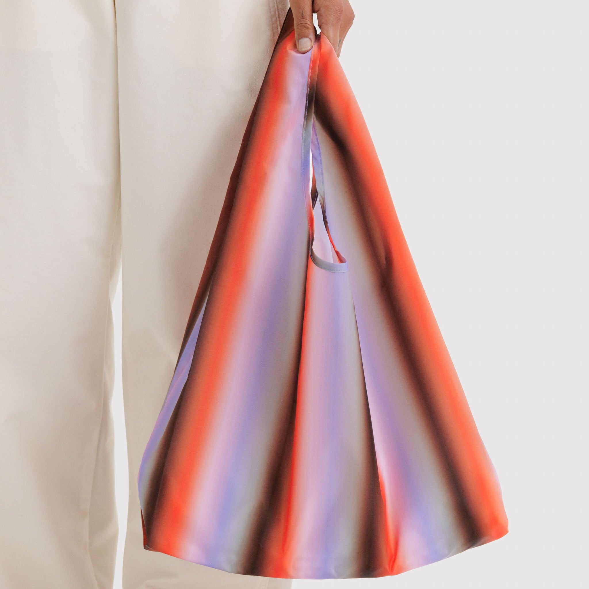 BAGGU Standard Reusable Bag (Gradient Stripe Poppy & Lilac)